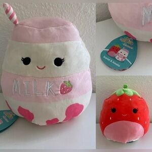 Squishmallow FlipAMallows 8" Scarlet & Amelie Flip Plush Strawberry Milk NEW